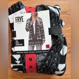 Frye Black and White Cozy Cardigan